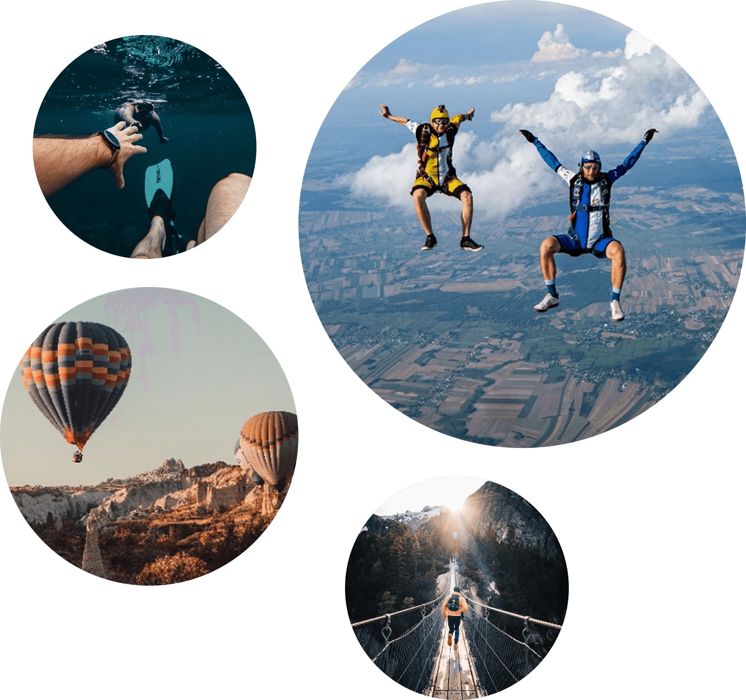 A collage of images showing activities that can be done on holiday