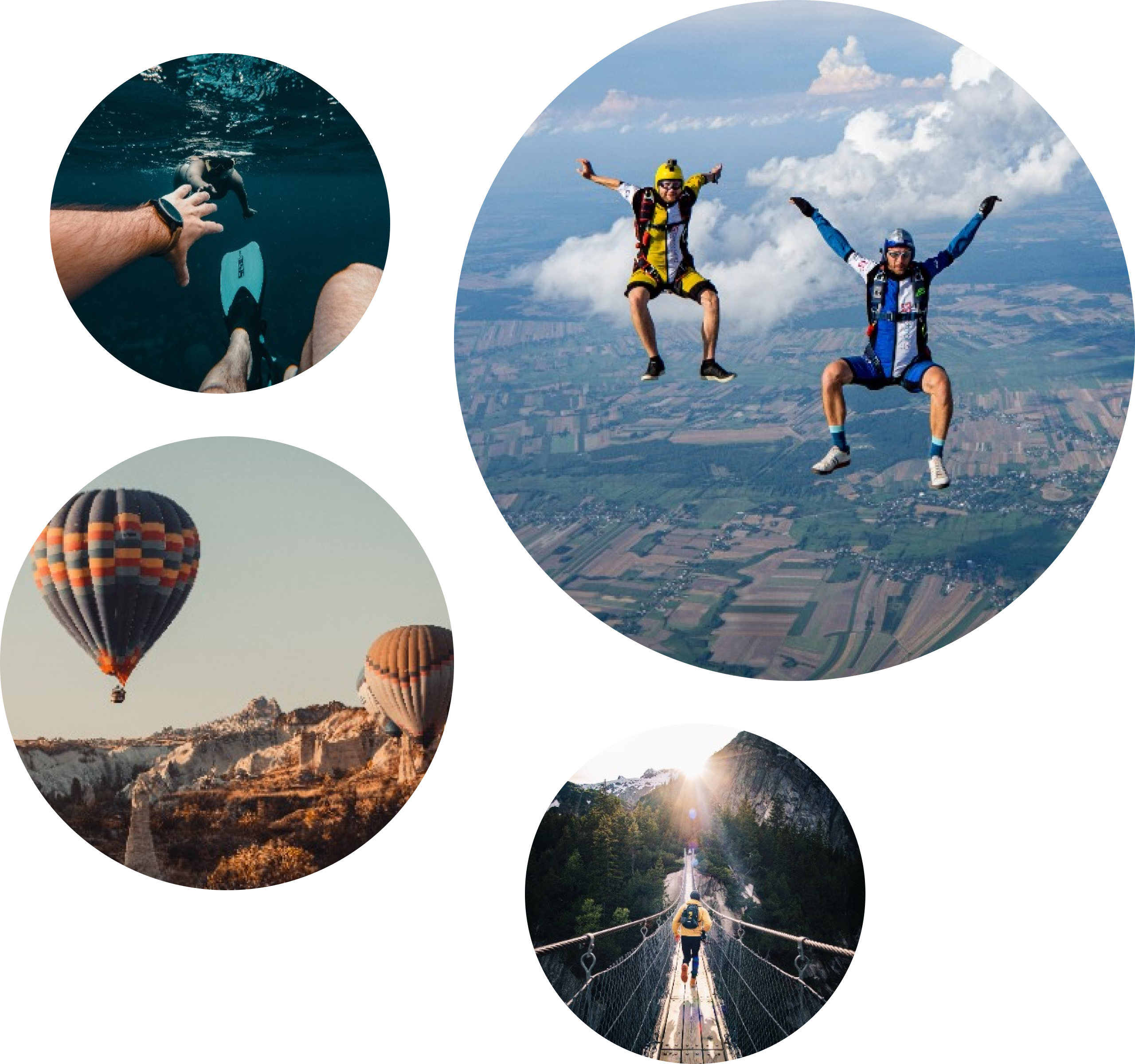 A collage of images showing activities that can be done on holiday